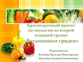 Краткосрочный проект по экологии Витаминные грядки презентация к уроку (младшая группа)