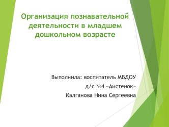 Организация познавательной деятельности в младшем дошкольном возрасте презентация к уроку по математике (младшая группа)