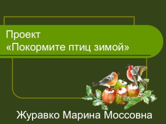 ПроектПокормите птиц зимой проект по окружающему миру (старшая группа)