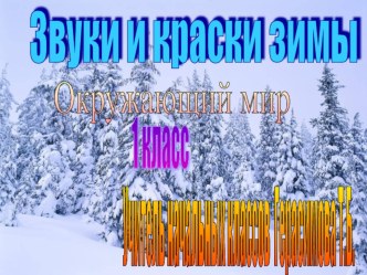 Презентация Звуки и краски зимы по окружающему миру,1 класс презентация к уроку по окружающему миру (1 класс) по теме