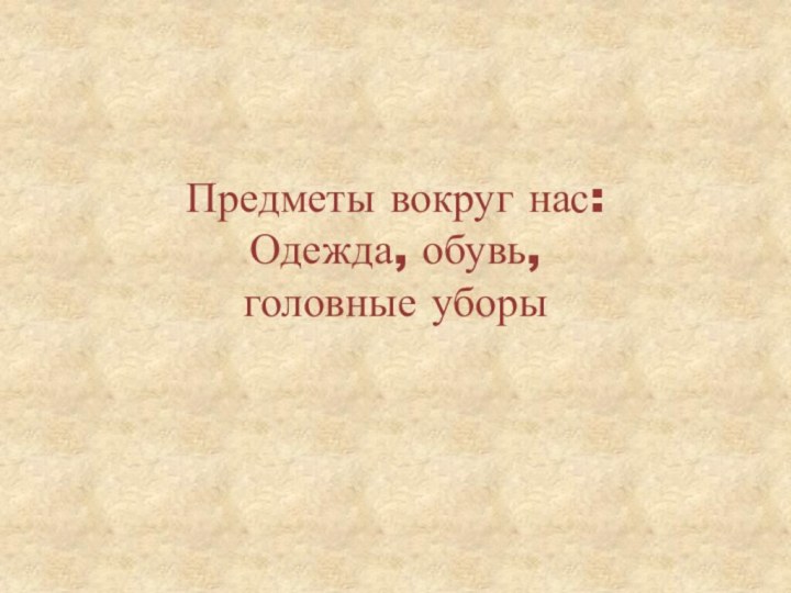 Предметы вокруг нас: Одежда, обувь,  головные уборы