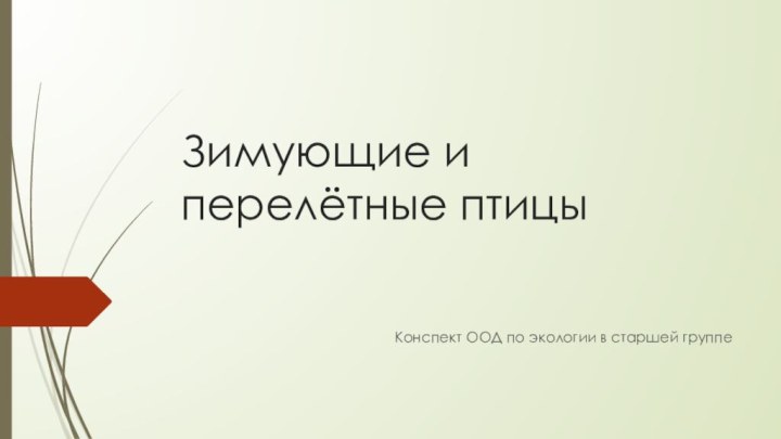 Зимующие и перелётные птицыКонспект ООД по экологии в старшей группе