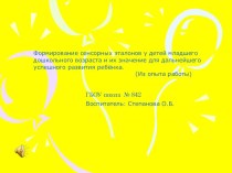 Формирование сенсорных эталонов у детей младшего презентация к уроку (младшая группа)