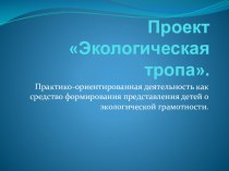 Проект Экологическая тропа проект по окружающему миру (старшая группа)