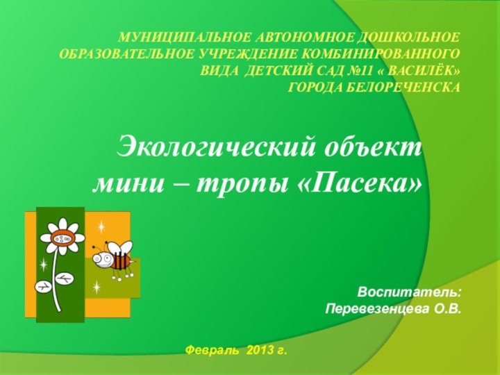 Муниципальное автономное дошкольное образовательное учреждение комбинированного вида детский сад №11 « Василёк»