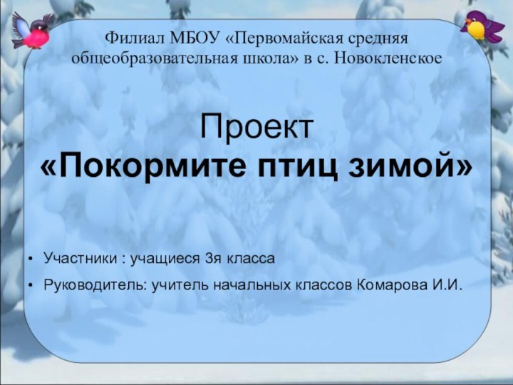 Филиал МБОУ «Первомайская средняя общеобразовательная школа» в с. Новокленское