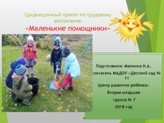 Среднесрочный проект по трудовому воспитанию Маленькие помощники презентация к уроку (младшая группа)
