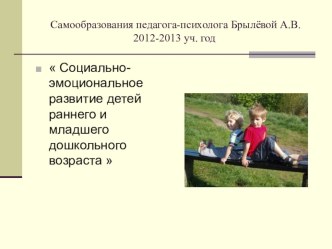 самообразование Социално-эмоциональное развитие детей раннего возраста презентация к занятию (младшая группа) по теме