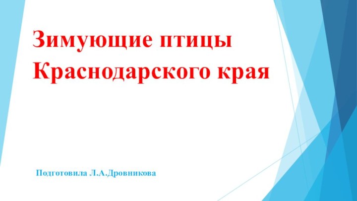 Зимующие птицы Краснодарского края Подготовила Л.А.Дровникова