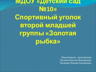 Центр двигательной активности презентация к уроку по физкультуре (младшая группа)