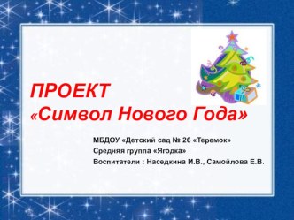 Презентация творческого проекта Символ нового года материал (средняя группа)