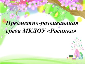 Предметно-развивающая среда ДОУ презентация