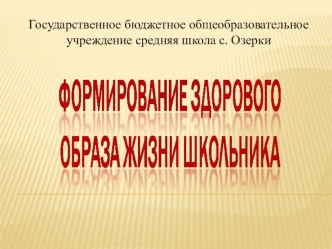 Презентация на родительское собрание Формирование здорового образа жизни школьника консультация по зож