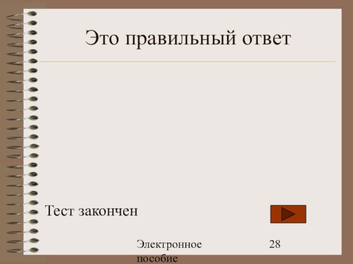 Электронное пособие Это правильный ответТест закончен