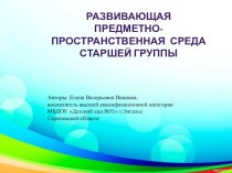 Развивающая предметно-пространственная среда (материалы технологии В.Воскобовича) презентация к уроку (старшая группа)