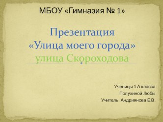 Улицы города Липецка, ул. Скороходова презентация к уроку по истории