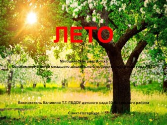Презентация. Ознакомление детей младшего дошкольного возраста с временем года лето. презентация к уроку (младшая группа)