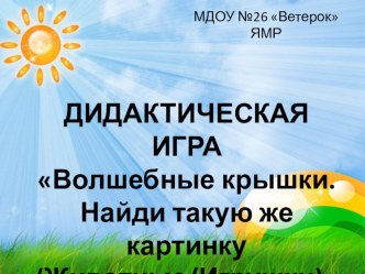 Дидактическая игра Волшебные крышки. Найди похожую картинку. Животные/Игрушки презентация к уроку (младшая, средняя группа)