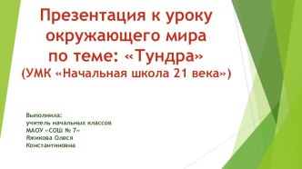 Презентация к уроку окружающего мира по теме: Тундра презентация к уроку по окружающему миру (4 класс)