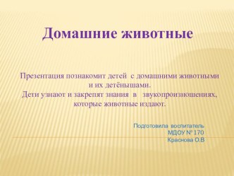 Презентация Домашние животные презентация к уроку по окружающему миру (средняя группа)