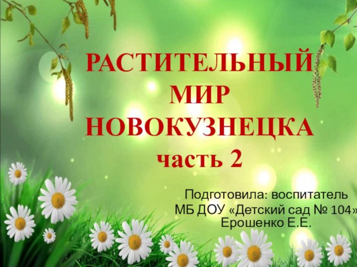 РАСТИТЕЛЬНЫЙ МИР НОВОКУЗНЕЦКА часть 2Подготовила: воспитатель МБ ДОУ «Детский сад № 104» Ерошенко Е.Е.