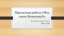 Отчет по проектной работе Что такое Бенилюкс