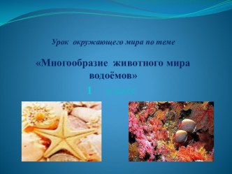 Урок окружающего мира в 1 классе по теме В подводном мире. Многообразие животного мира водоёмов. план-конспект урока по окружающему миру (1 класс) по теме