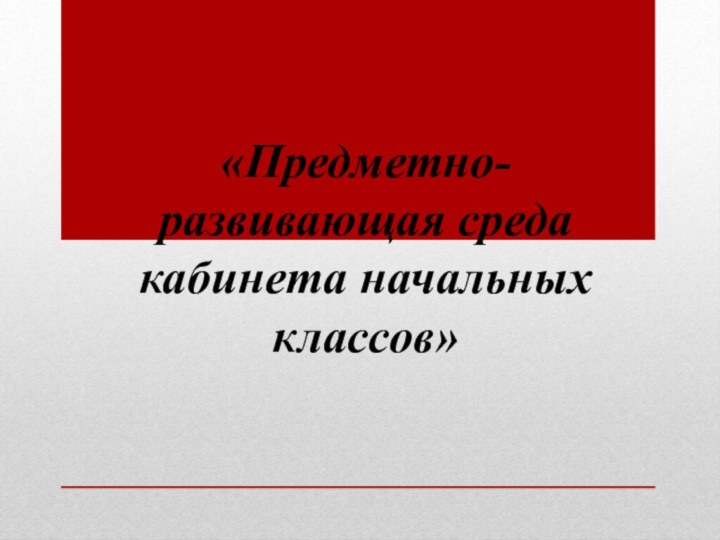 «Предметно-развивающая среда кабинета начальных классов»