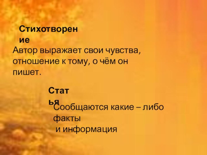 Автор выражает свои чувства,отношение к тому, о чём он пишет.Сообщаются какие –