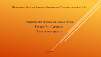 Огород на подоконнике. Обыгрывание. презентация к уроку по окружающему миру (младшая группа)