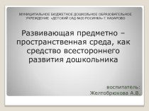 Развивающая предметно-пространственная среда в средней группе презентация к уроку (средняя группа)