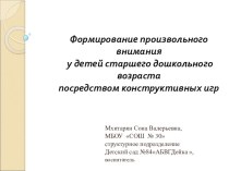 Формирование произвольного внимания у детей старшего дошкольного возраста посредством конструктивных игр презентация к занятию (конструирование, ручной труд, старшая группа) по теме