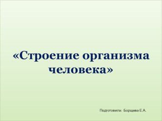 Строение организма человека презентация к уроку (старшая группа)