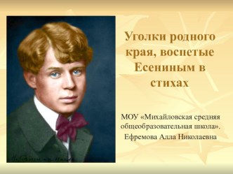 презентация Сергей Есенин презентация к уроку по чтению (4 класс) по теме