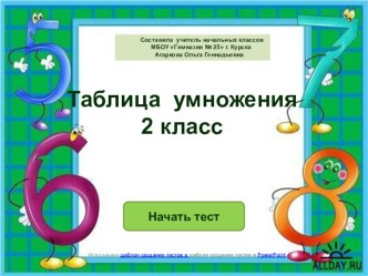 Презентация - тренажер Таблица умножения 2 класс презентация к уроку по математике (2 класс)