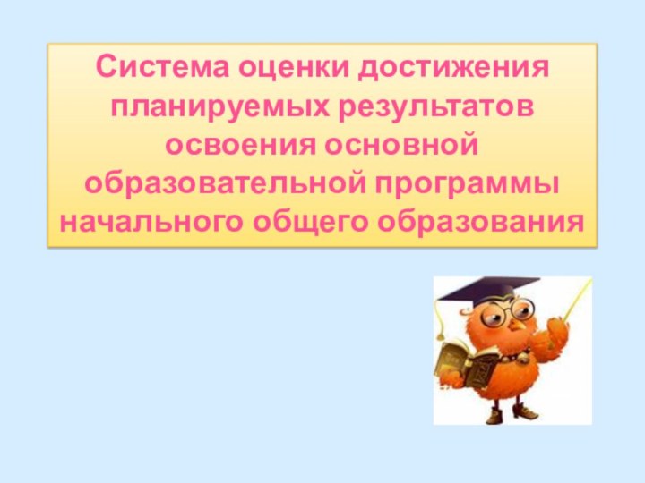 Система оценки достижения планируемых результатов освоения основной образовательной программы начального общего образования