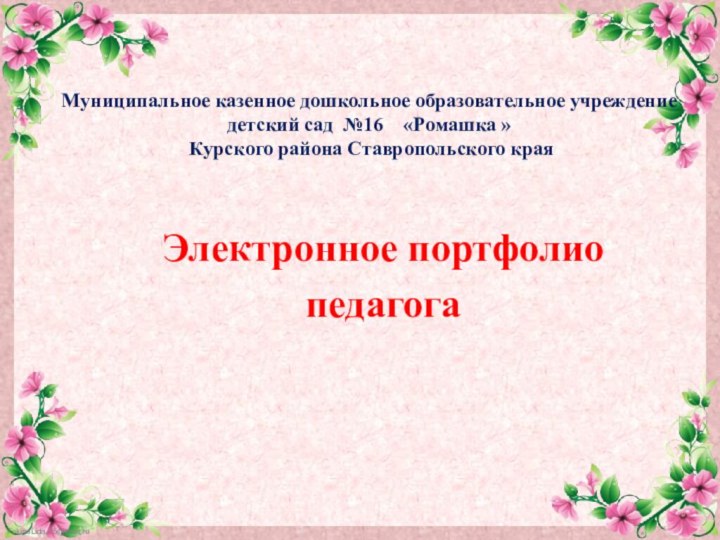 Муниципальное казенное дошкольное образовательное учреждение  детский сад №16  «Ромашка »