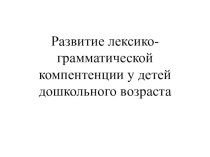 Развитие лексико-грамматической компетенции у детей дошкольного возраста презентация по логопедии