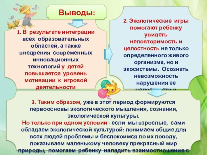 Выводы:1. В результате интеграции всех образовательных областей, а также внедрения современных инновационных