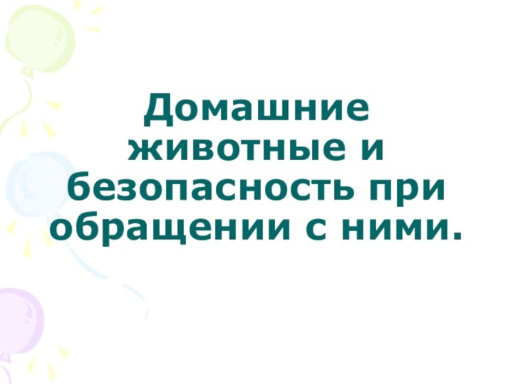 Домашние животные и безопасность при обращении с ними.