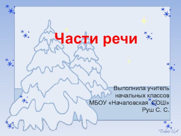 Части речиВыполнила учитель начальных классовМБОУ «Началовская СОШ»Руш С. С.