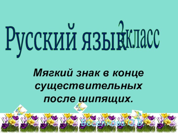 Русский язык3классВеселкова О.В.Мягкий знак в конце существительных  после шипящих.