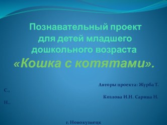 Презентация к проекту для детей младшего дошкольного возраста Кошка с котятами презентация к уроку по окружающему миру (младшая группа)