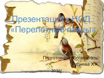 Презентация Перелетные птицы презентация к уроку (средняя группа)
