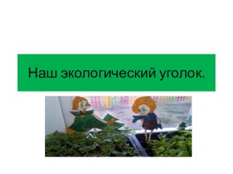 Экологический уголок. презентация к уроку по окружающему миру (младшая группа)