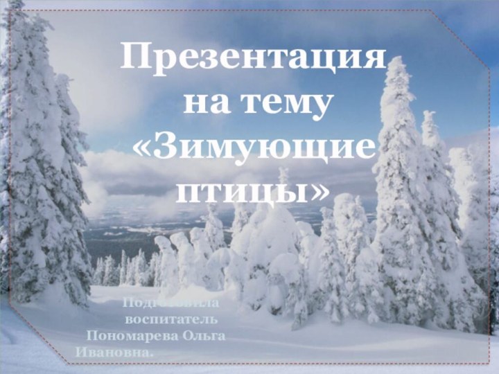 Презентация на тему«Зимующие птицы»Подготовила воспитатель  Пономарева Ольга Ивановна.