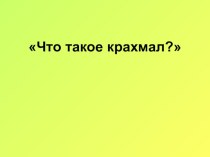 Презентация Что такое крахмал презентация к уроку (подготовительная группа)