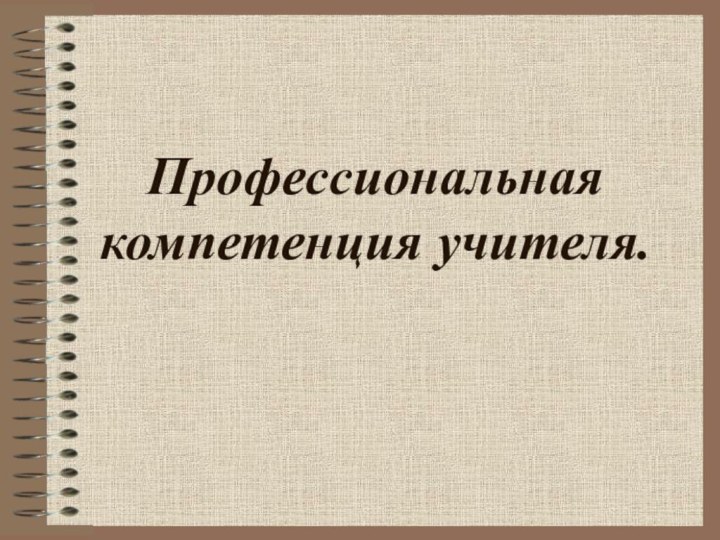 Профессиональная компетенция учителя.