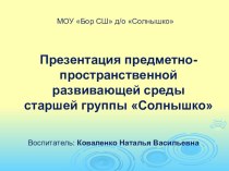 Презентация предметно-пространственной развивающей среды старшей группы Солнышко презентация к уроку (старшая группа)