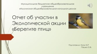 Экологическая акция Берегите птиц презентация к уроку по окружающему миру (старшая группа)